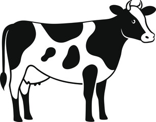  Stylized Holstein Friesian Cow Vector Graphic Monochrome Farm Icon.