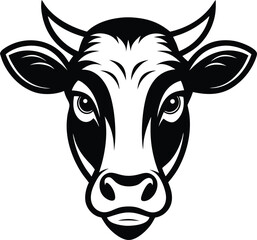 Vintage Woodcut Style Cow Head Graphic for Agricultural Logo Design.