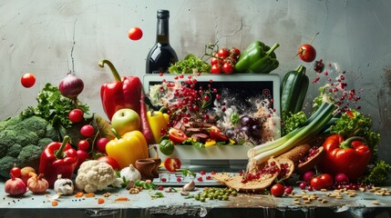 Vibrant food explosion on a computer screen