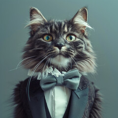 black cat with bow tie. Generative AI