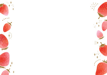 水彩カラーの苺のフレーム