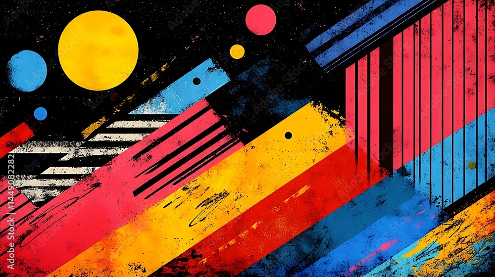 Poster abstract colorful geometric forms in space style