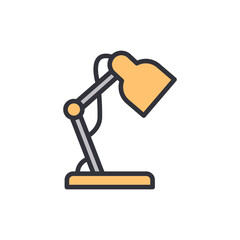 Desk lamp colored icons, minimalist vector illustration ,simple transparent graphic element .Isolated on white background