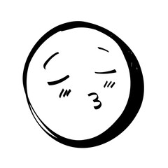 Kiss Doodle Sketch Emotion Emoji Line Art Stickers for Scrapbook and Digital Journal Design
