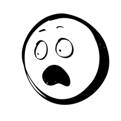 Shocked Doodle Sketch Emotion Emoji Line Art Stickers for Scrapbook and Digital Journal Design