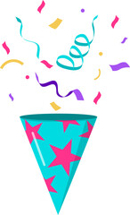 Party Hat with Confetti Illustration 