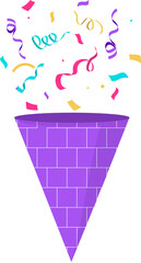 Party Hat with Confetti Illustration 
