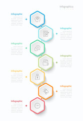 Fototapeta premium Infographic 7 options design elements for your business data. Vector Illustration.