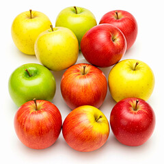 Red and yellow apples isolated on white background