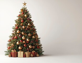 Christmas tree with gifts, and holiday season.