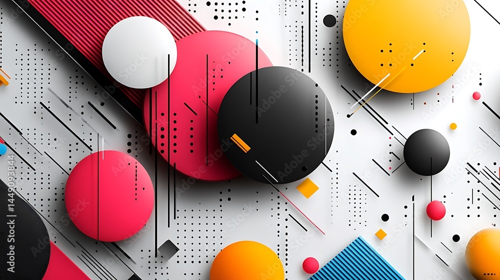 Aufkleber abstract colorful geometry with circles and lines