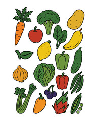 Fototapeta premium Assorted Vegetables and Fruits Healthy Food Design Art