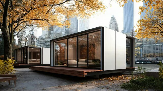 Modern modular homes by the waterfront.