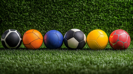 Colorful Sport Balls On Green Grass