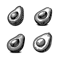 Avocado Silhouette Vector Set &ndash; Minimalist Fruit Shapes for Healthy Food, Organic Market, and Nutrition Design Projects