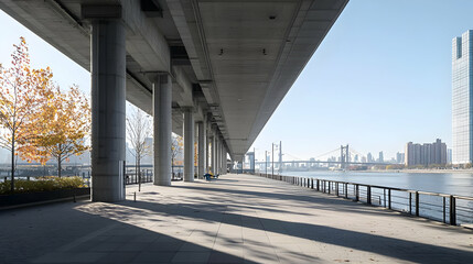 Urban Pathway Under Bridge In Cityscape