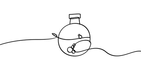 continuous line drawing of laboratory beaker symbol. abstract line art illustration