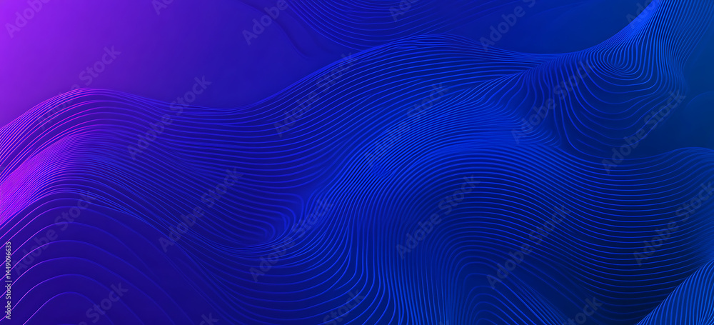 Poster blue technology background with a circuit board pattern on a dark blue and purple gradient, an ai di