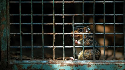 Small rodent in a metal cage