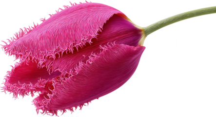 Closeup of a Vibrant Purple Tulip Flower Against a Transparent Background Highlighting Its Elegant Petals