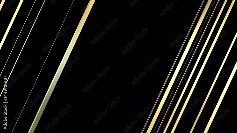 Poster animation gold lines moving animation on black abstract background for screen project overlay. promo