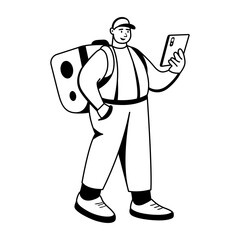 Delivery man illustration in glyph style 

