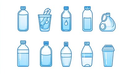 Fototapeta premium Various water bottles and cups