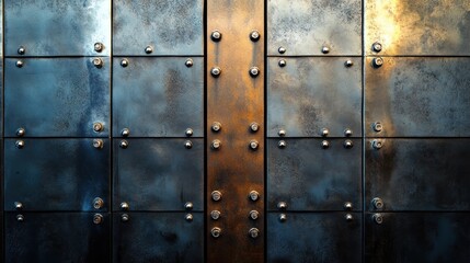 Fototapeta premium Metal panels with rivets and varying tones
