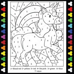 This fun Color by Number set for kids ages 4–8 features unique, kid-friendly illustrations that support number recognition, fine motor skills, and focus—unicorn color by number for kids