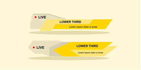 Graphic set of lower third concept design. Icon headline bar broadcasting television element. Vector illustration.
