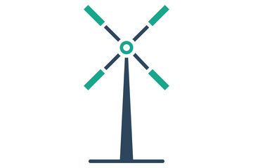 Windmill icon. solid icon style. icon related to traditional source of power on farms. agriculture elements vector illustration