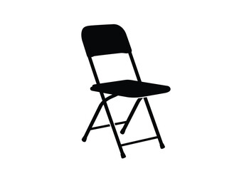 Folding chair silhouette. This image shows a black silhouette of a folding chair, also known as a collapsible chair or portable chair. Vector clipart illustration design.