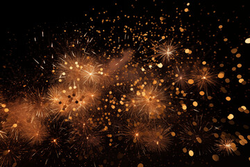Fireworks exploded in a heap on a dark night.
