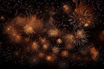 Fireworks exploded in a heap on a dark night.