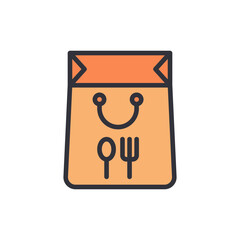 Food bag colored icons, minimalist vector illustration ,simple transparent graphic element .Isolated on white background