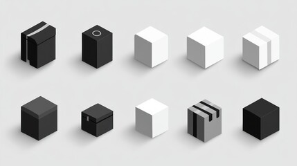 3D Box Designs on Light Gray