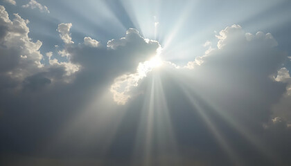 Sunlight Piercing Clouds With Illuminating Rays