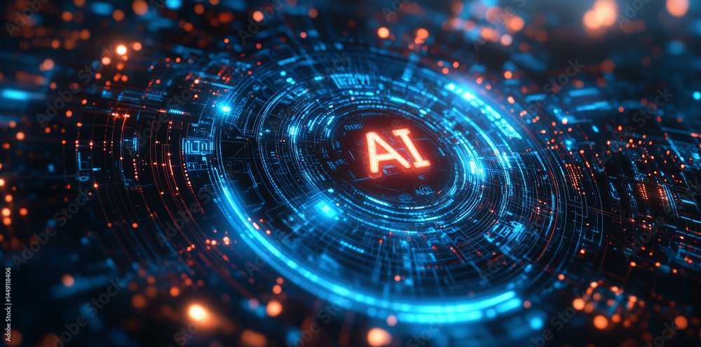 Poster abstract futuristic background with glowing text