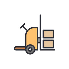 Forklift colored icons, minimalist vector illustration ,simple transparent graphic element .Isolated on white background