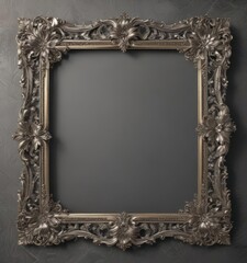 Gilded silver floral frame; antique design, vintage style , frame, baroque