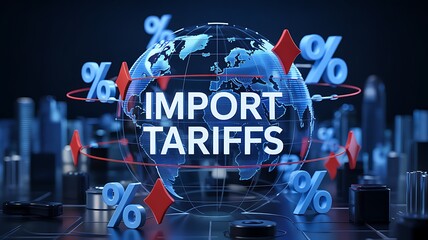 Import Tariffs And Global Trade Illustration With Percentage Symbols And Financial Risk Factors,Representing International Commerce And Economic Policies In The Modern World