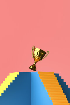Golden trophy competition, achievement, success concept