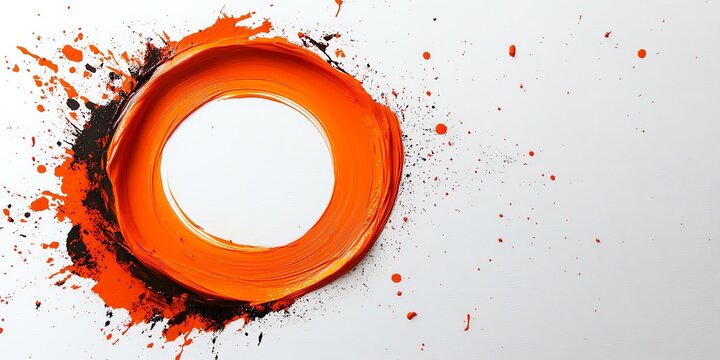 Orange circle abstract painting splash