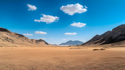 Naklejka premium Desert Landscape Panorama Under Sunny Skies