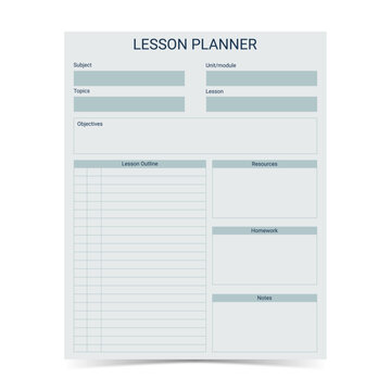 Modern and simple template for lesson planner with soft pastel color of digital planner 28