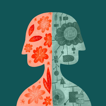 Exploring the balance between nature and technology in human thoughts