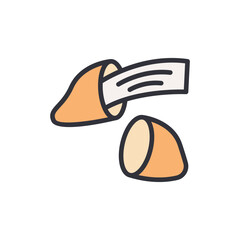 Fortune cookies colored icons, minimalist vector illustration ,simple transparent graphic element .Isolated on white background