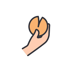 Fortune cookies colored icons, minimalist vector illustration ,simple transparent graphic element .Isolated on white background