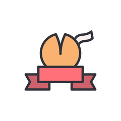 Fortune cookies colored icons, minimalist vector illustration ,simple transparent graphic element .Isolated on white background