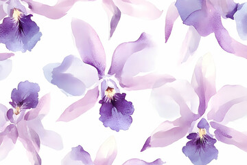 Delicate, purple orchid floral pattern design.